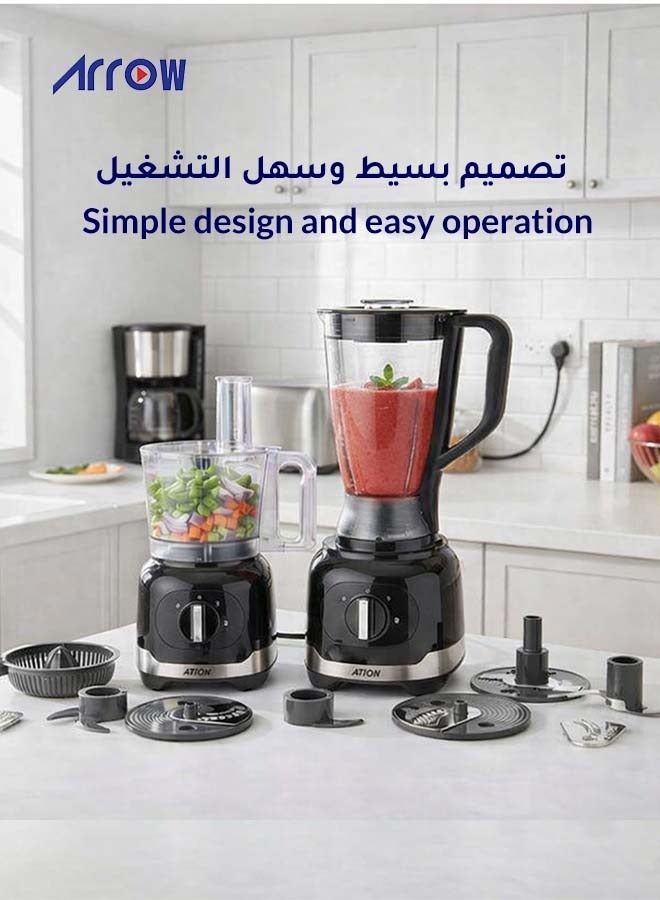 Arrow 8-in-1 Food Processor, 2.4L, 800W | Blender, Chopper, Shredder, Slicer, Dough Maker | Black & Grey Color | Versatile Kitchen Tool for Chopping, Slicing, and Kneading | Model Name: RO-07FPD - Image 4